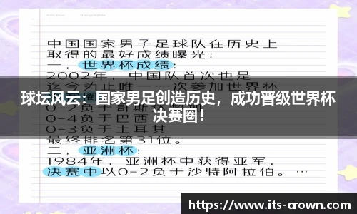 球坛风云：国家男足创造历史，成功晋级世界杯决赛圈！